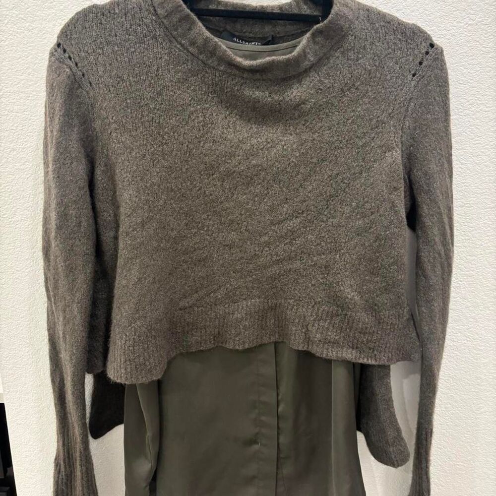 AllSaints Women's Olive layered sweater